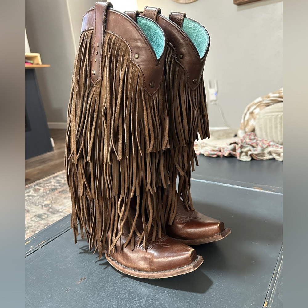 Corral Brown Fringe Cowboy Boots